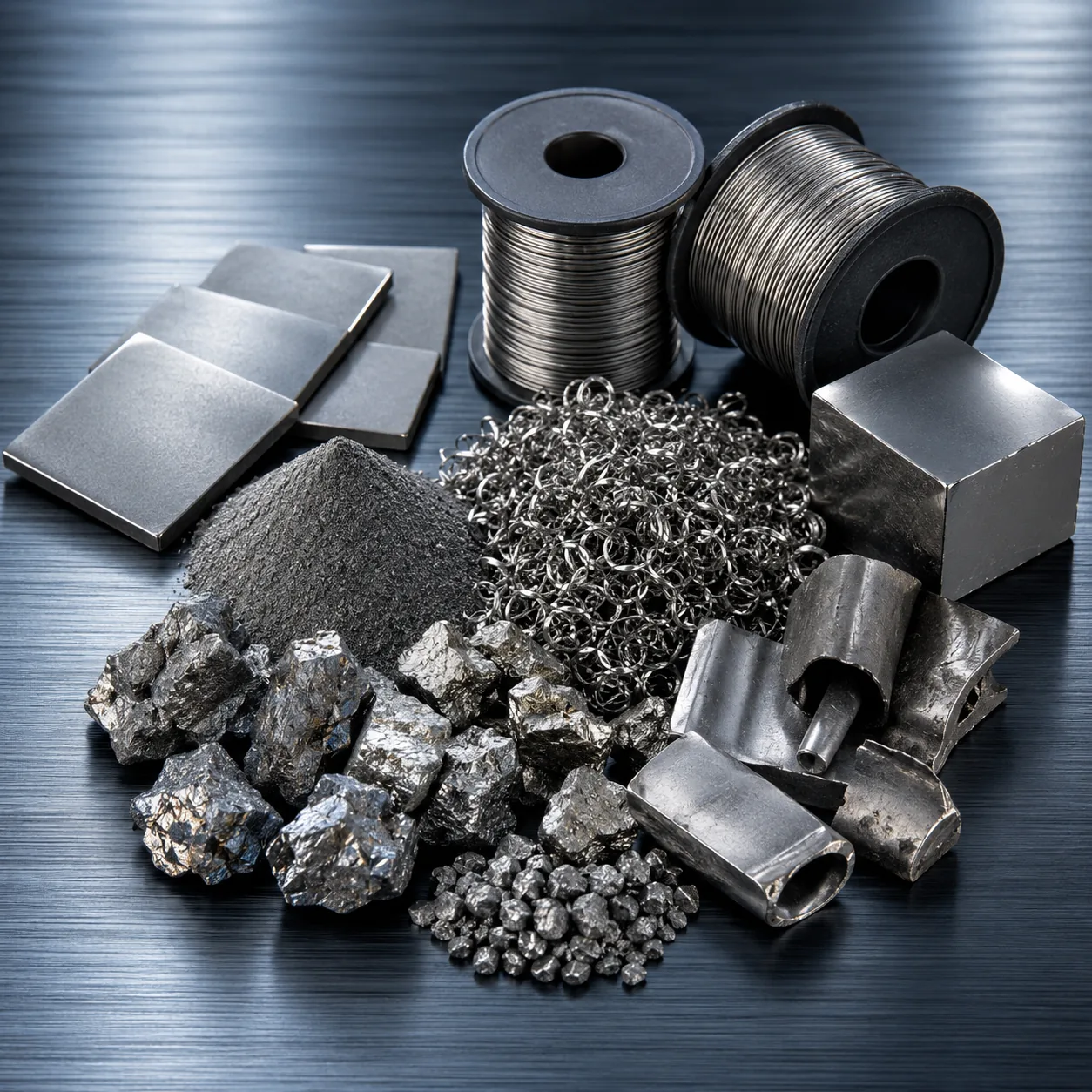 Niob Metalle — Barren, Pulver, Späne, Ferroniob und industrielle Formen